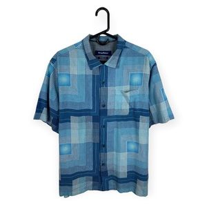 Tommy Bahama Blue Geometric Casual Button Down Shirt